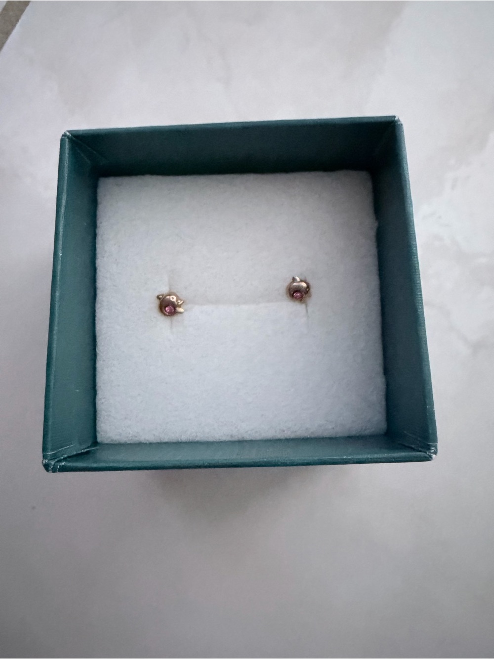 NWT 14k Solid Dolphin Pink Gemstone Nose Stud 24g Pair Banter